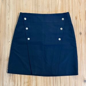Zara Navy Pencil Skirt with Metallic Accents